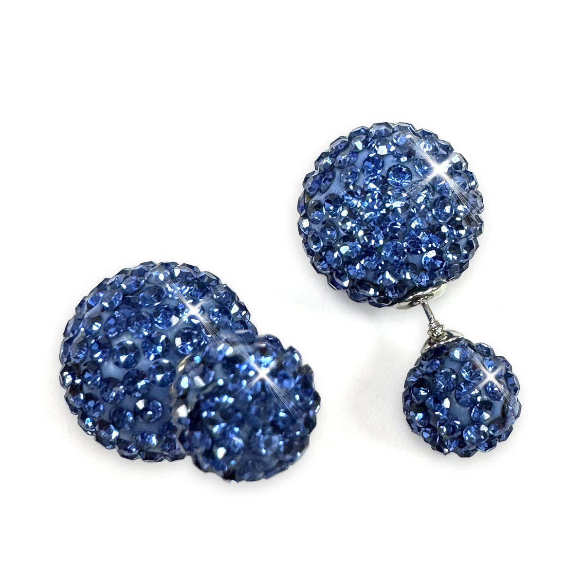 EARRING DOUBLE BUBBLE CRYSTAL LIGHT BLUE