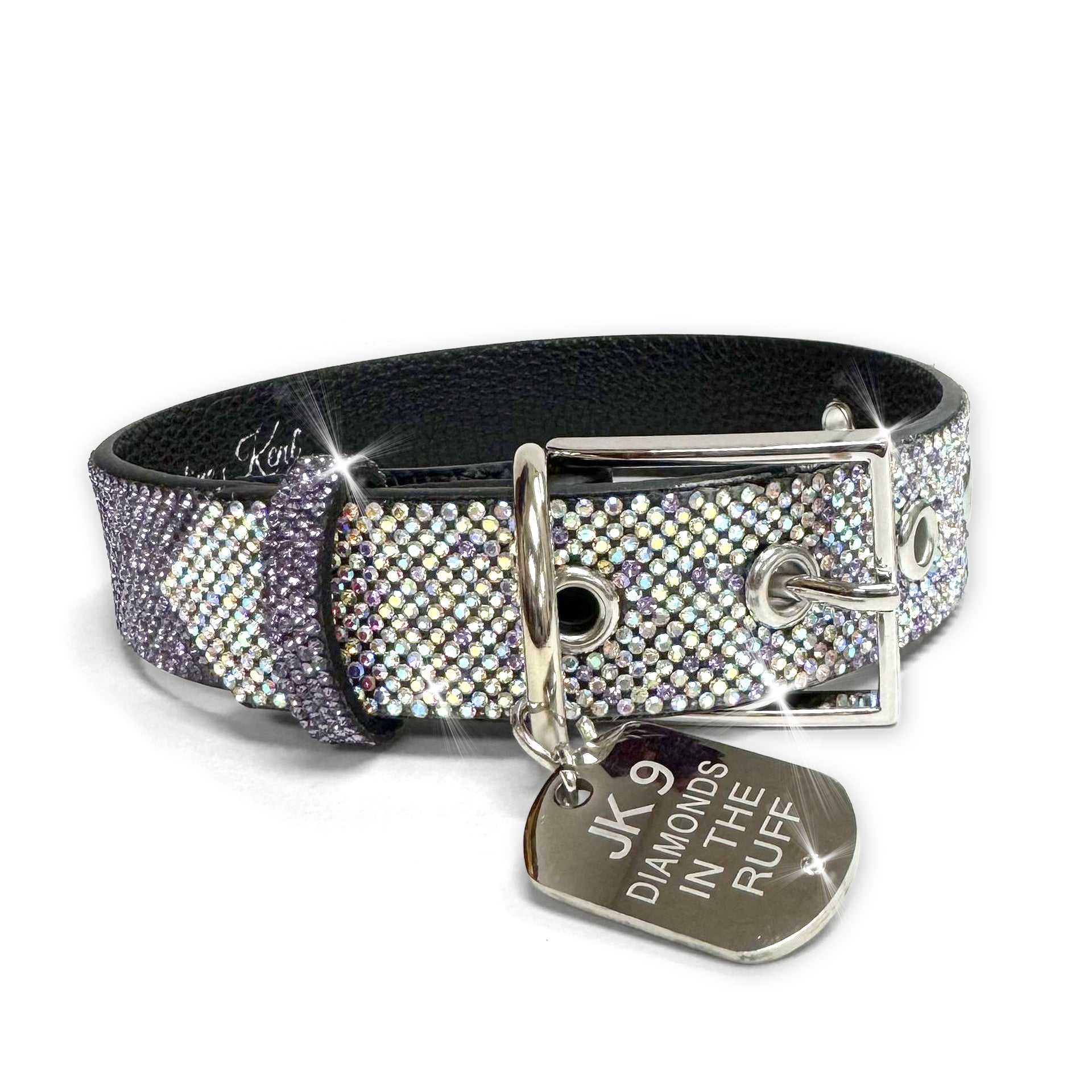 DIAMONDS IN THE RUFF PURPLE OMBRE DOG COLLAR MEDIUM