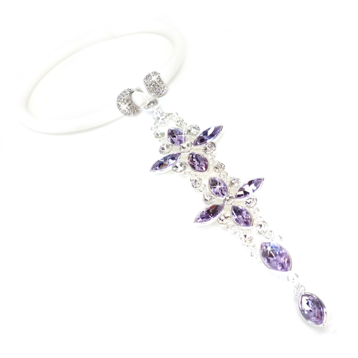 NECKLACE CHAIN FLOWER DROP PURPLE WHITE