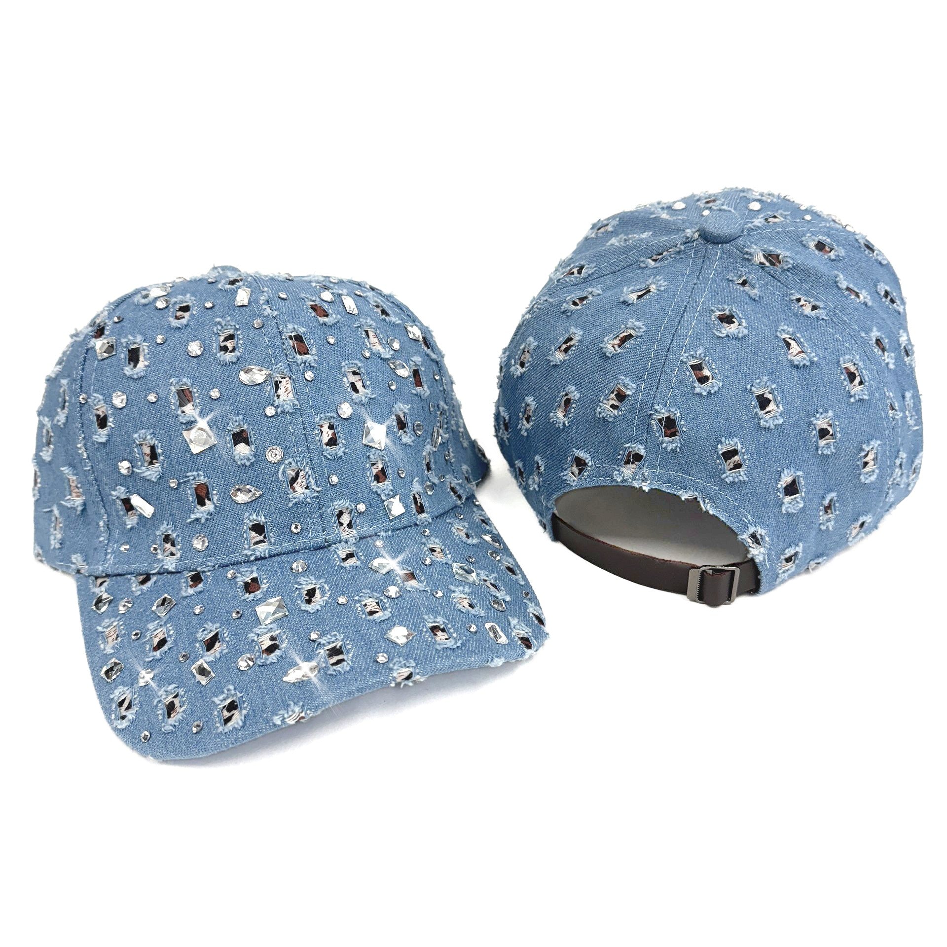 Jacqueline Kent Light Blue Sparkle Crystal Ball Cap