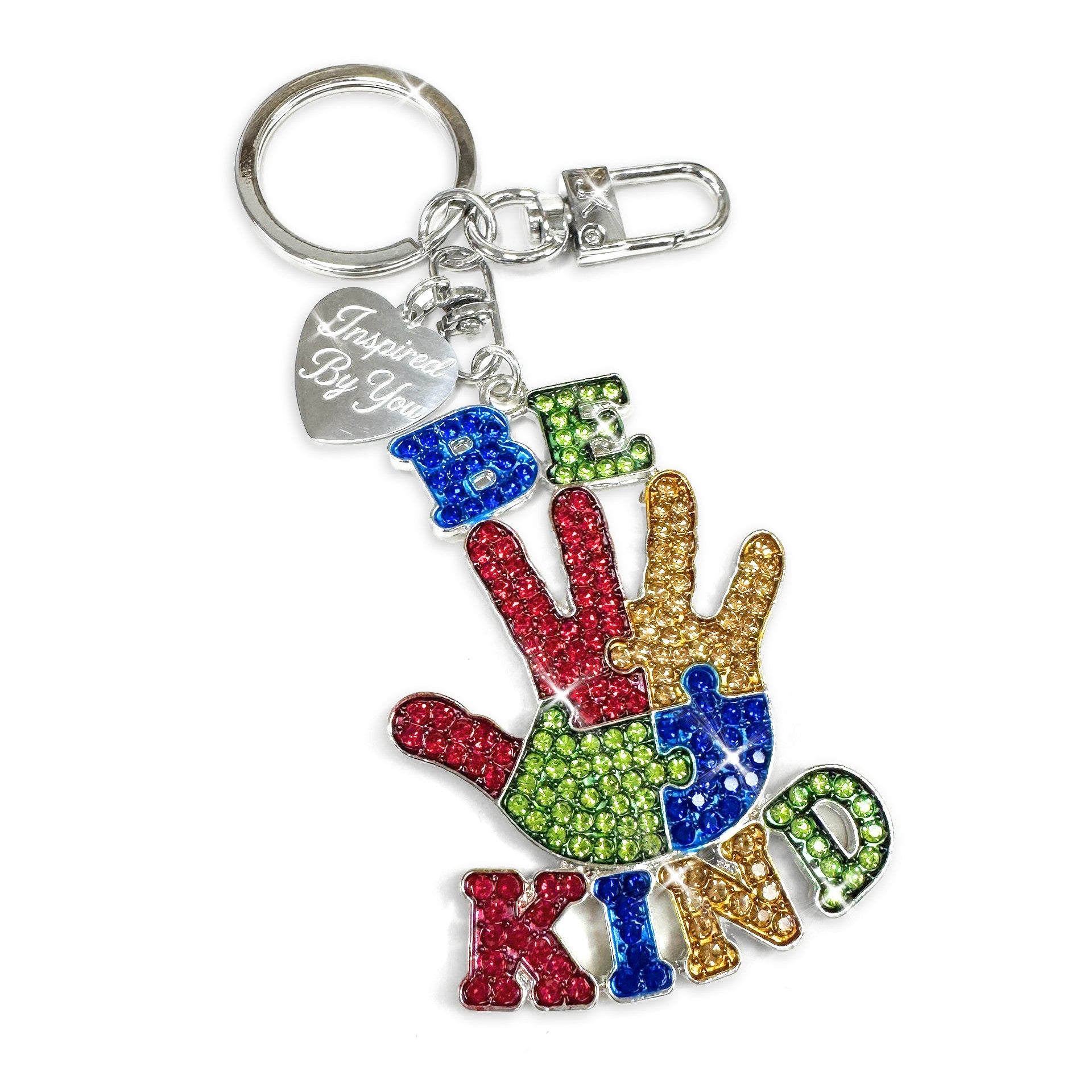 Jacqueline Kent Be Kind Purse Charm Silver Multicolour Crystal