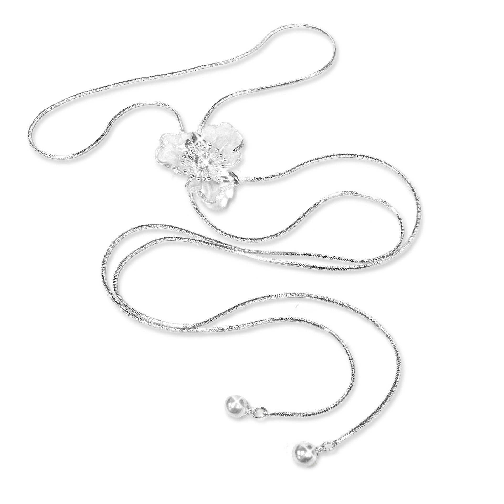Jacqueline Kent Necklace Crystal Flower Silver