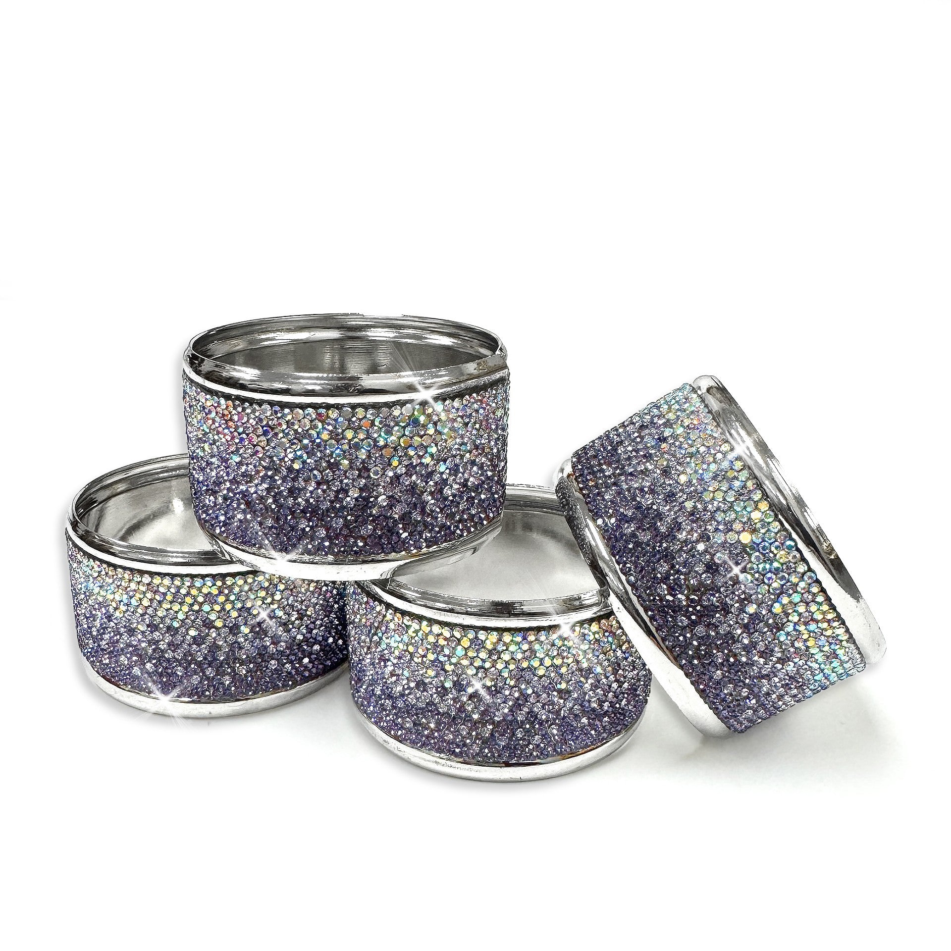 NAPKIN RING PURPLE AB SET OF 4
