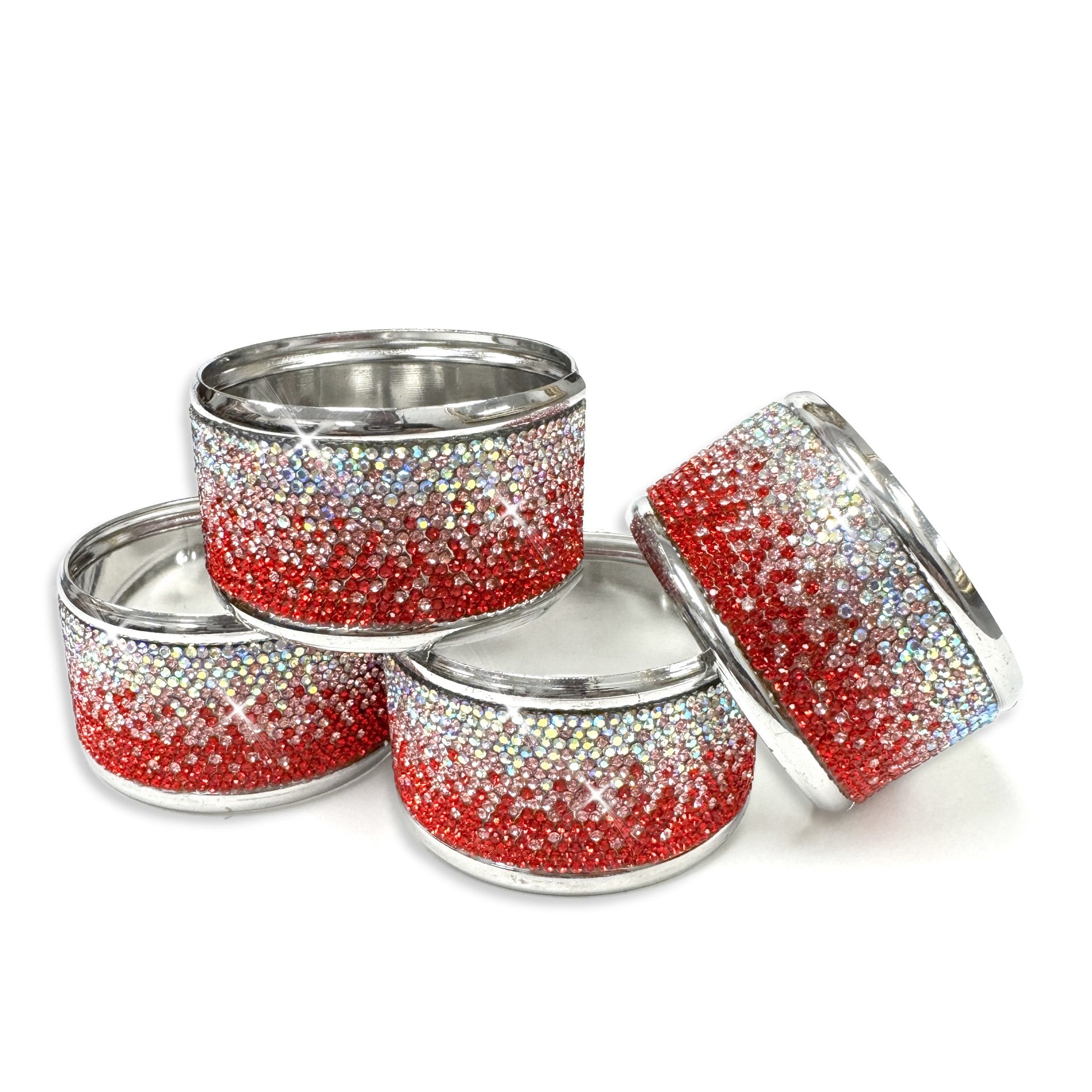 NAPKIN RING RED AB SET OF 4