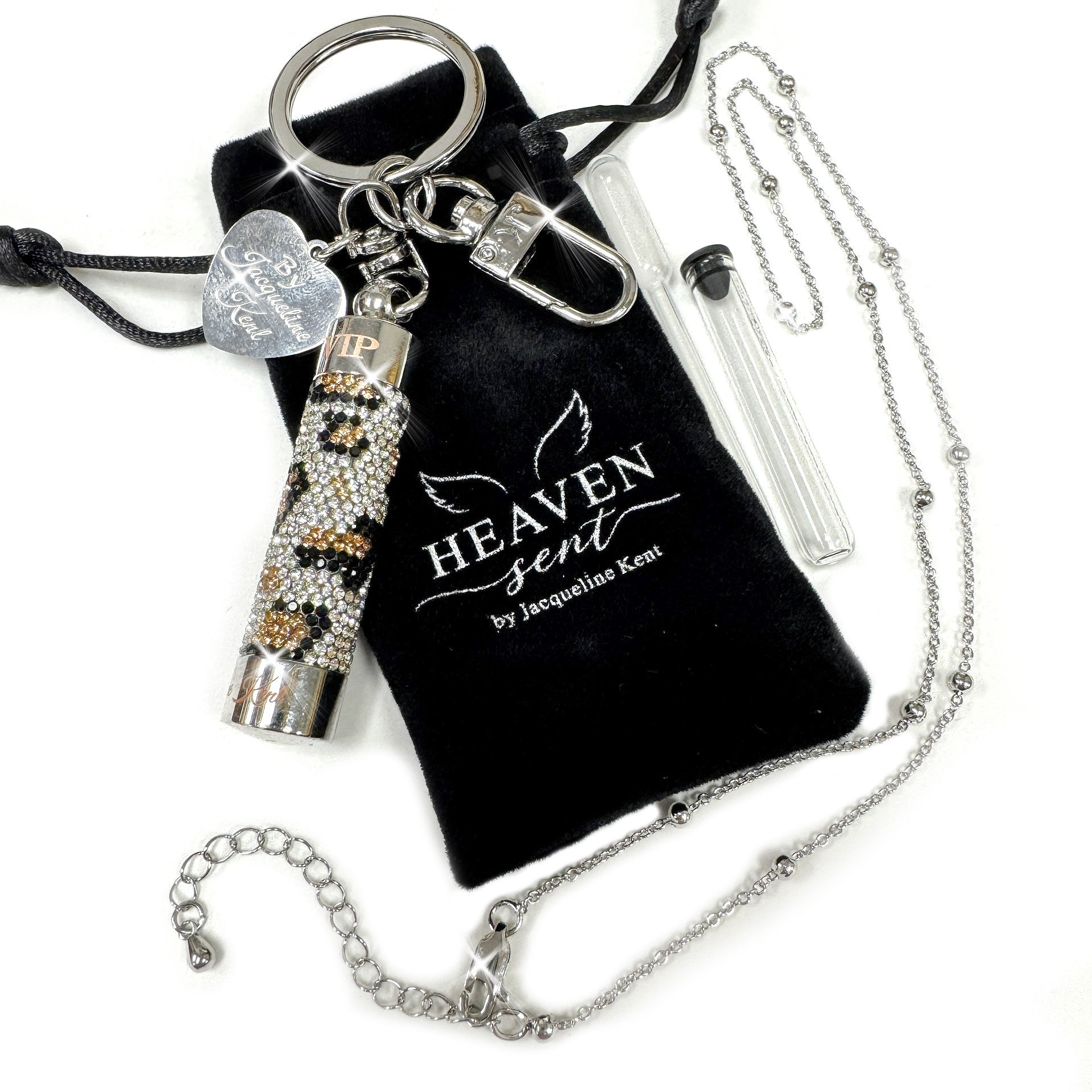 JEWELED PERFUME BOTTLE LEOPARD SILVER