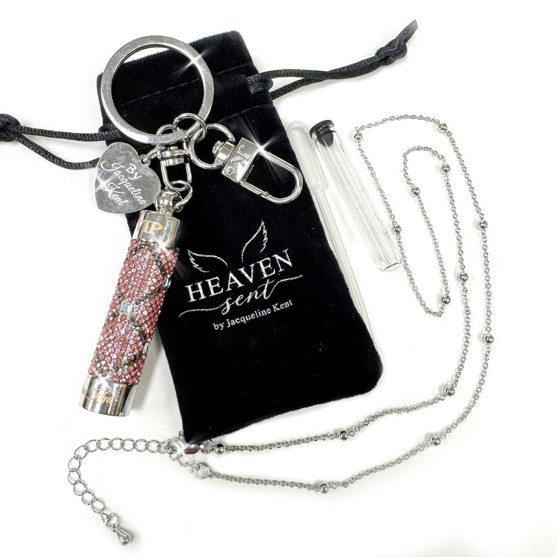 JEWELED PERFUME BOTTLE PINK CROSS