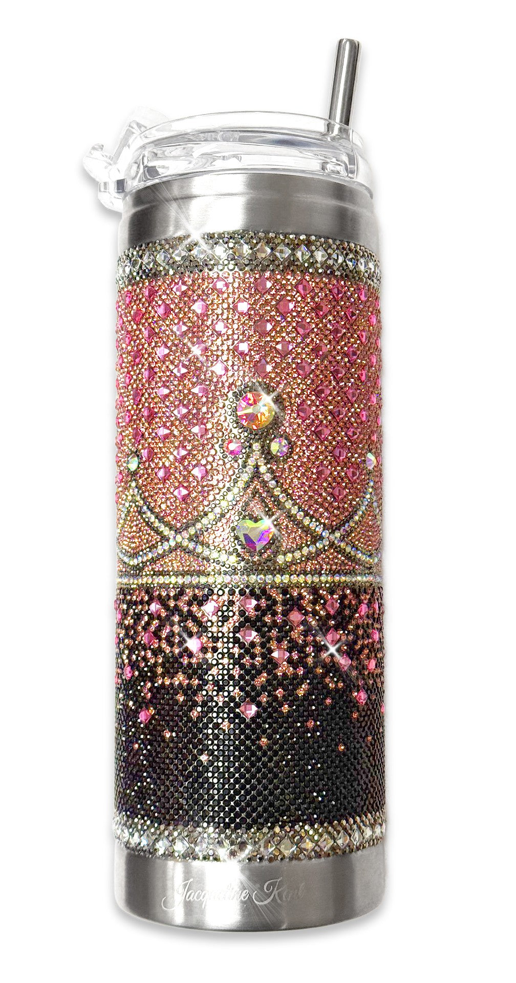 Jacqueline Kent Crowned Crystal Tumbler Queen of Bling Pink