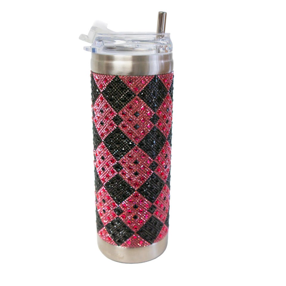 REBEL ROSE COLLECTION TUMBLER CRYSTAL PINK BLACK