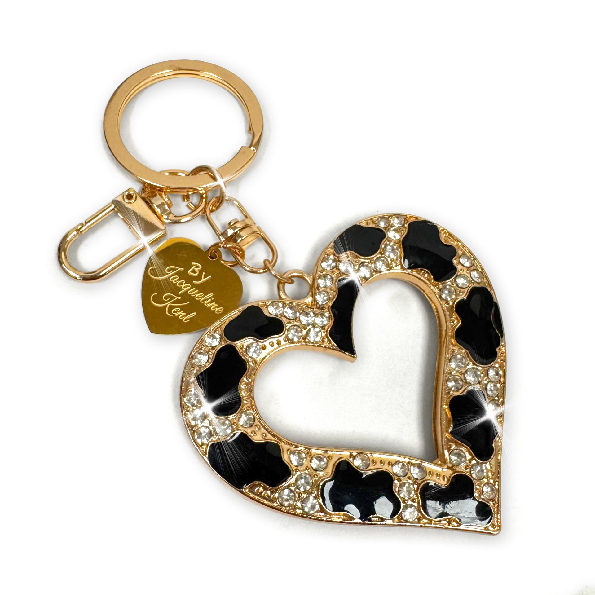 PURSE CHARM OPEN LEOPARD HEART