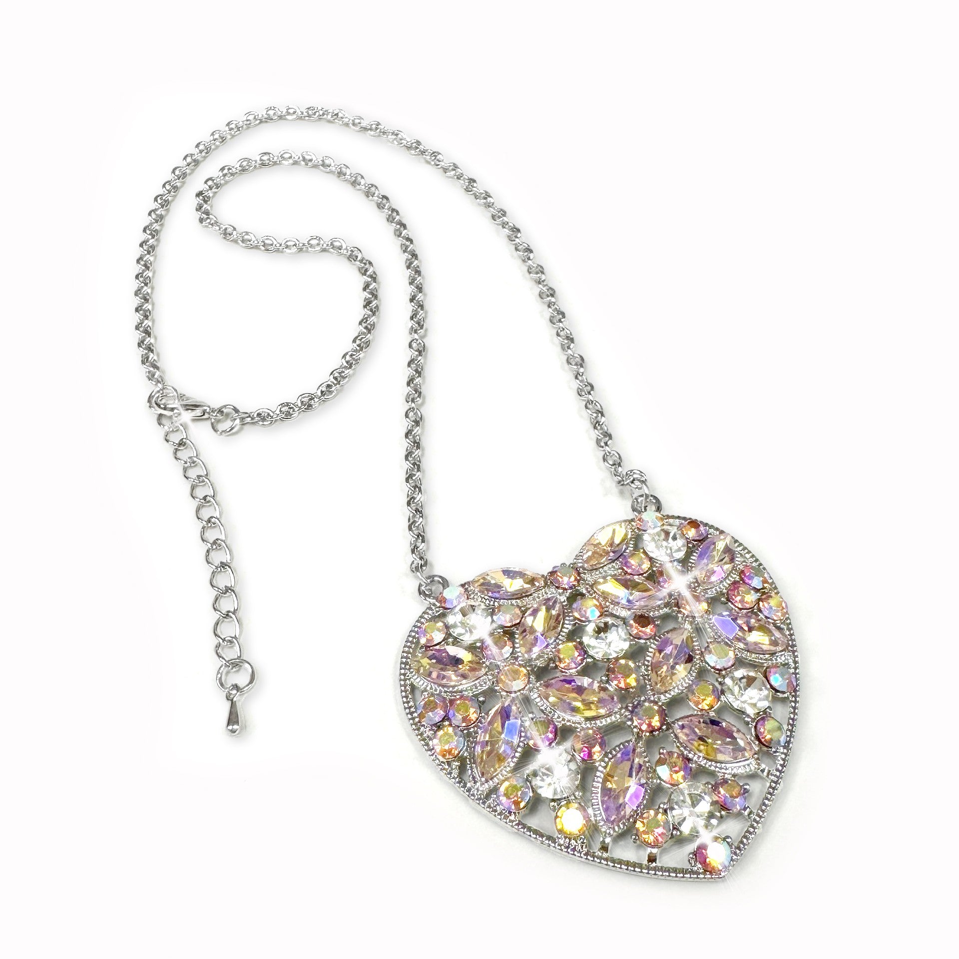 PINK AB HEART NECKLACE