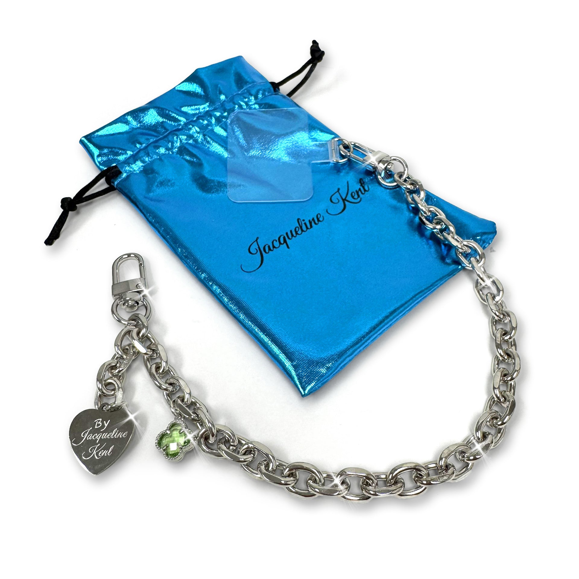 PHONE WRIST CHAIN LANYARD SILVER GREEN