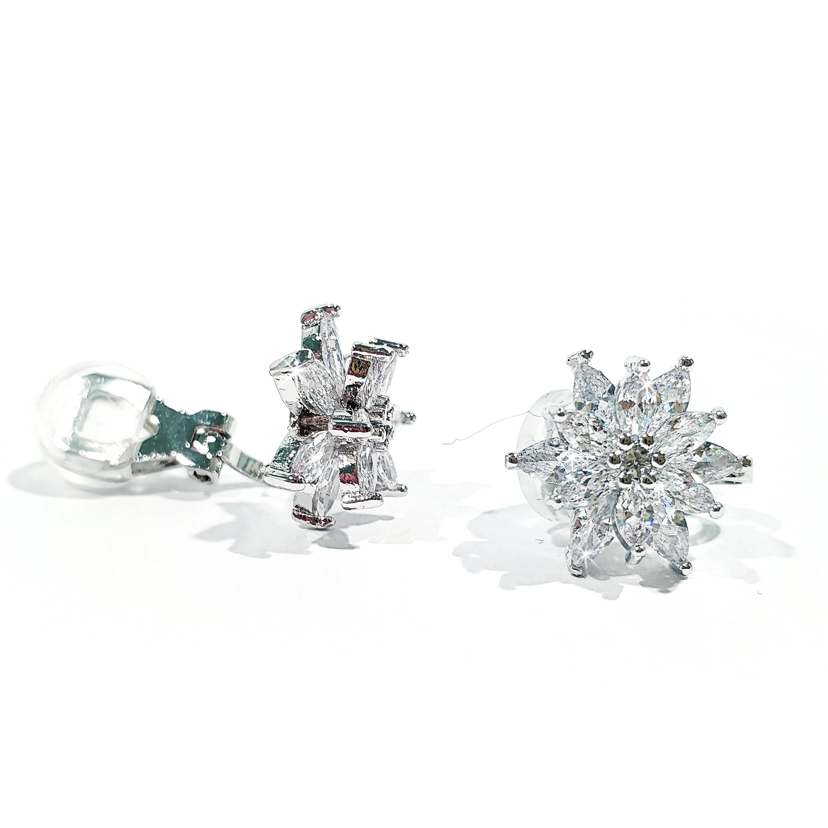 EARRING STARBURST CLIP ONS SILVER