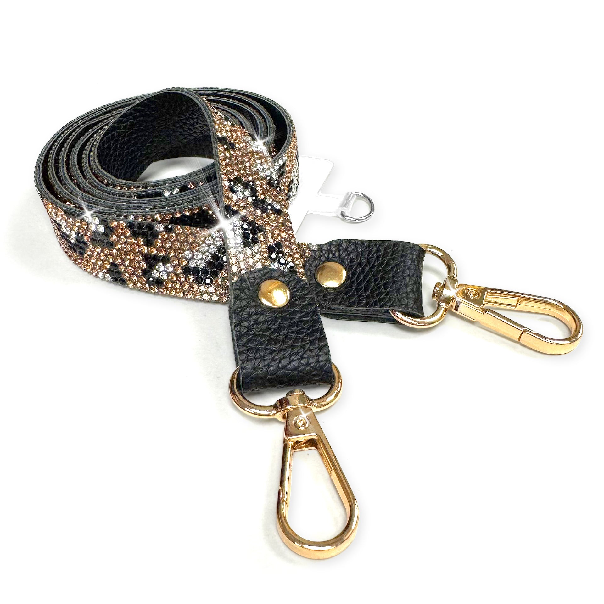 WILD LEOPARD LUX COLLECTION PHONE LONG LANYARD CROSSBODY LEOPARD GOLD