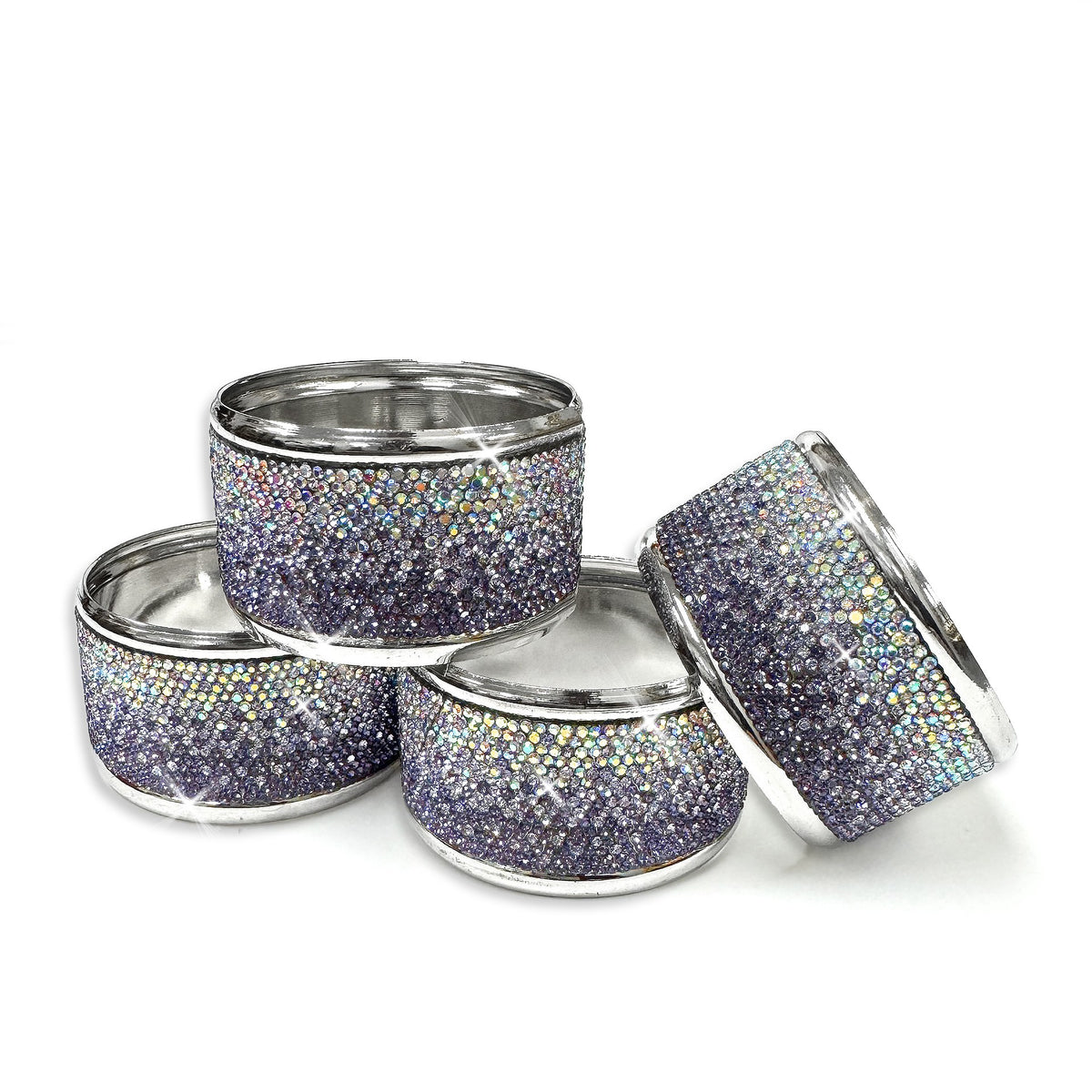 NAPKIN RING PURPLE AB SET OF 4