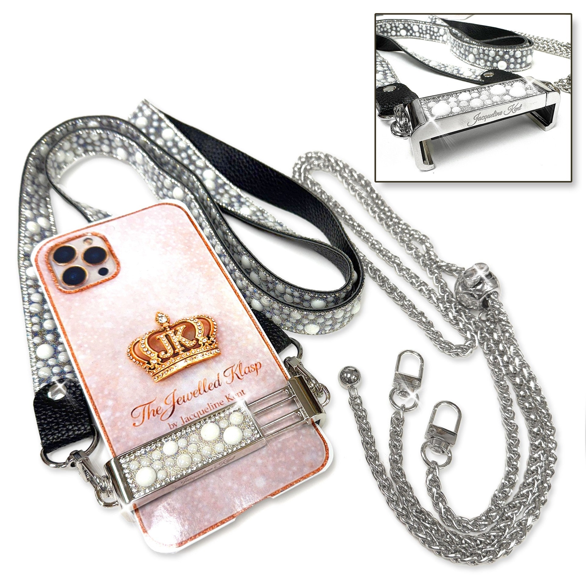 Jacqueline Kent Jeweled Klasp Pearl Silver