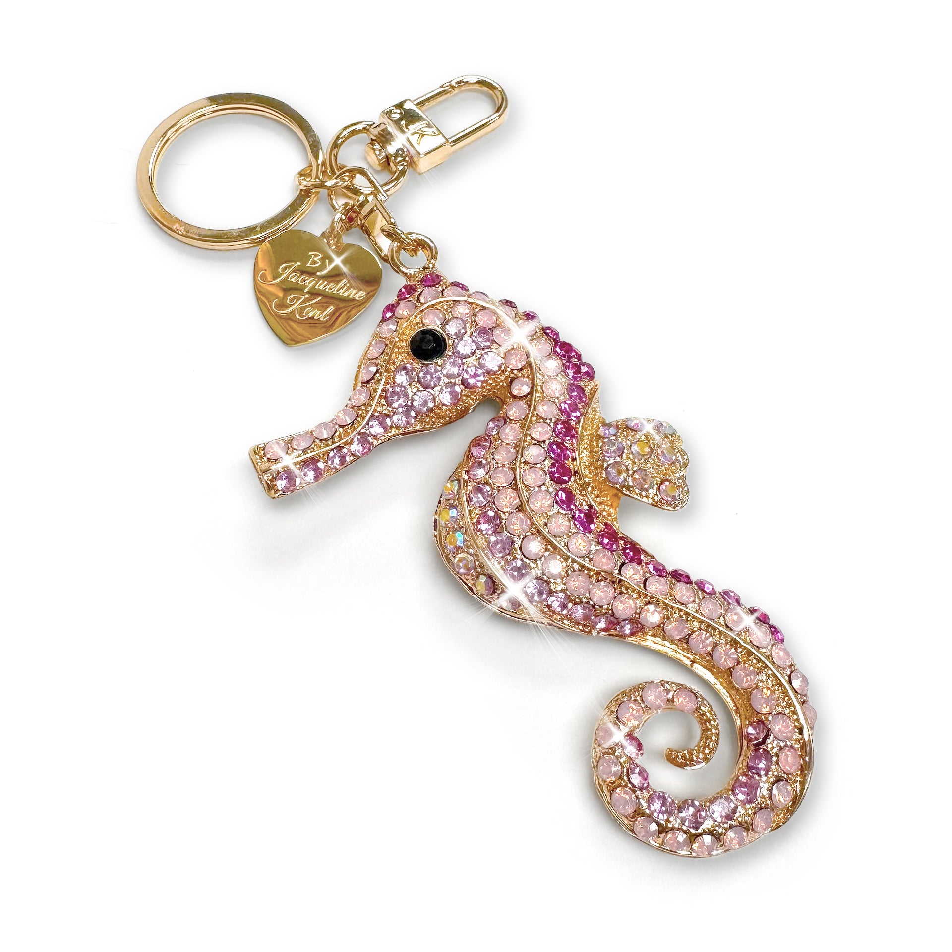 PURSE CHARM SEAHORSE GOLD PINK