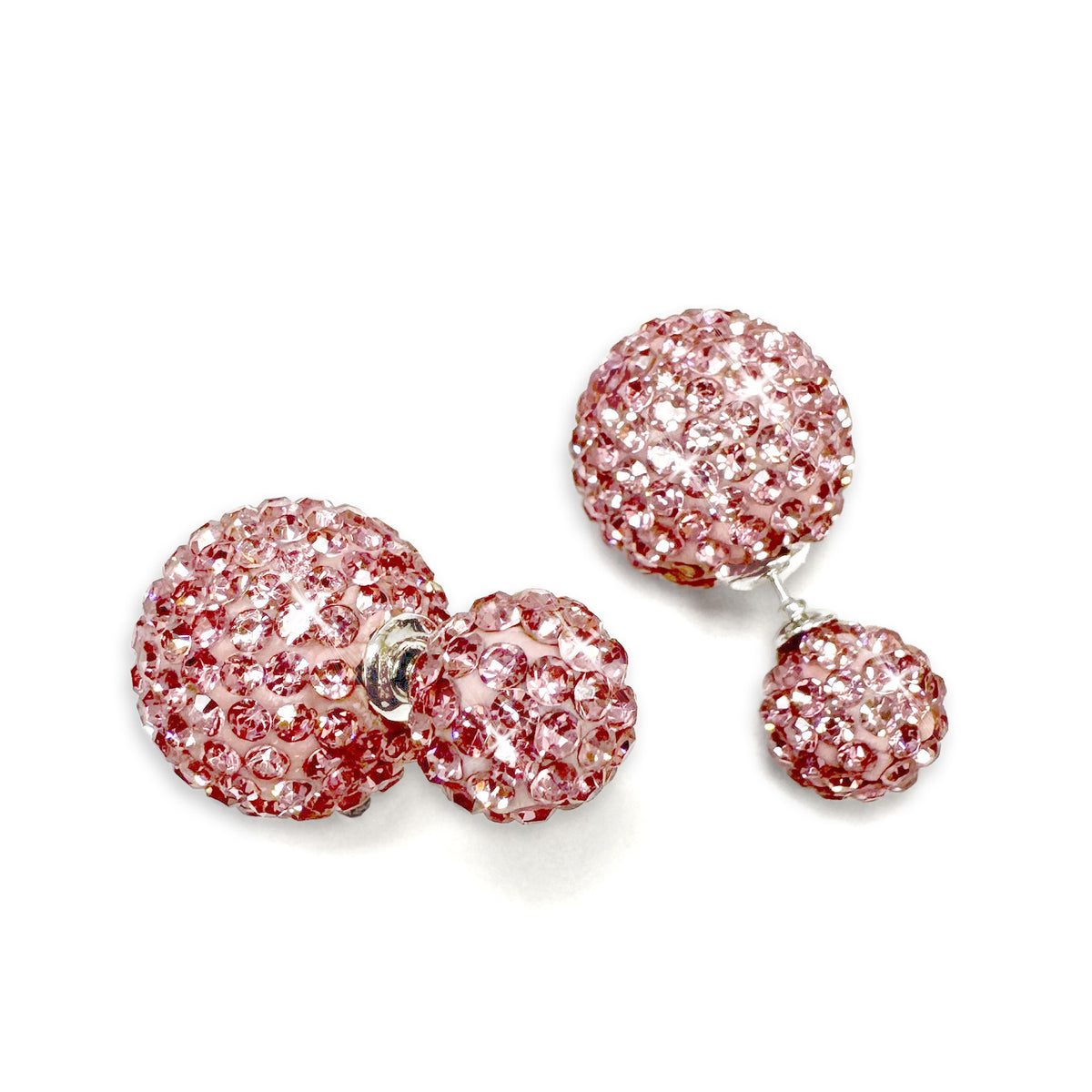 EARRING DOUBLE BUBBLE CRYSTAL PINK