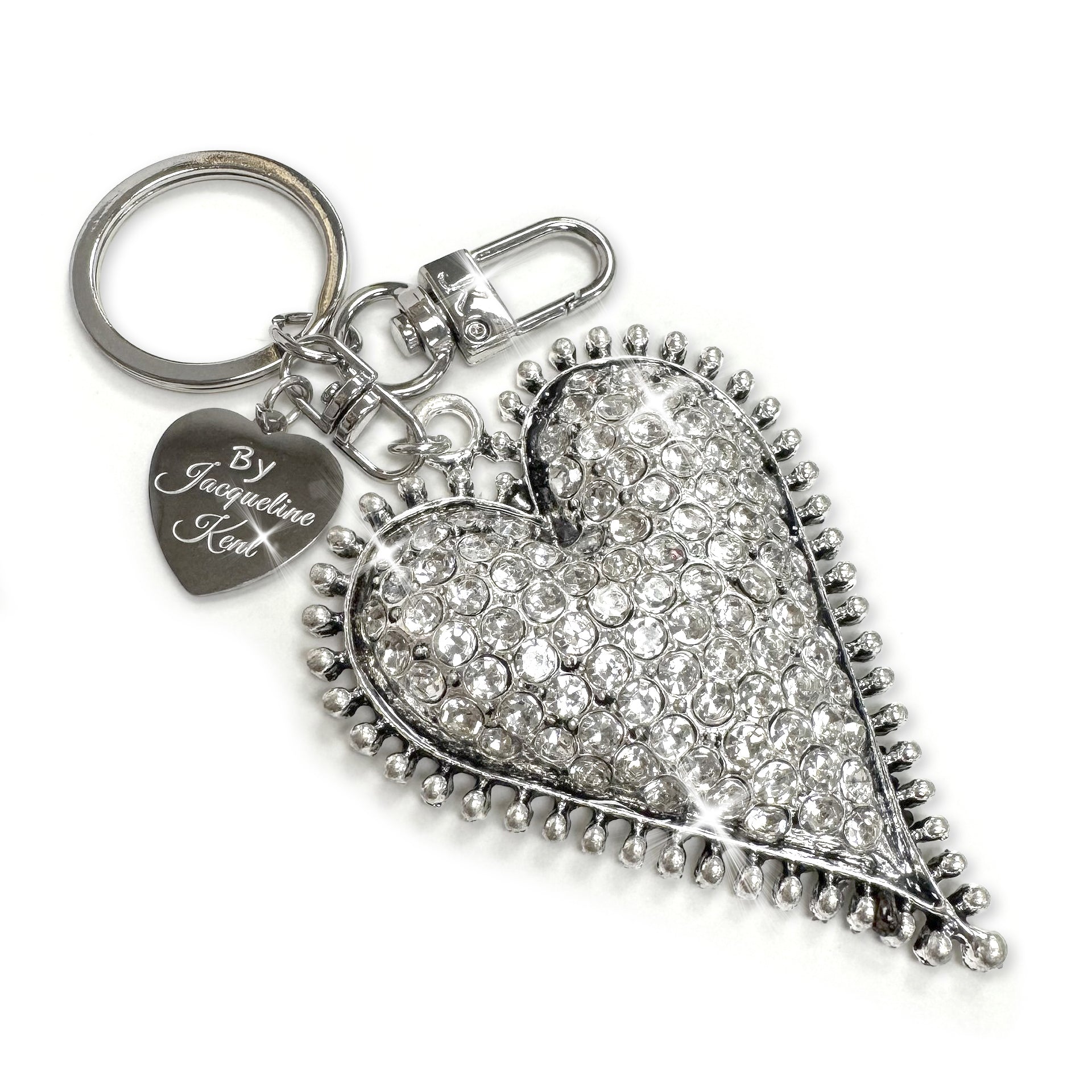 PURSE CHARM PAVE SILVER HEART