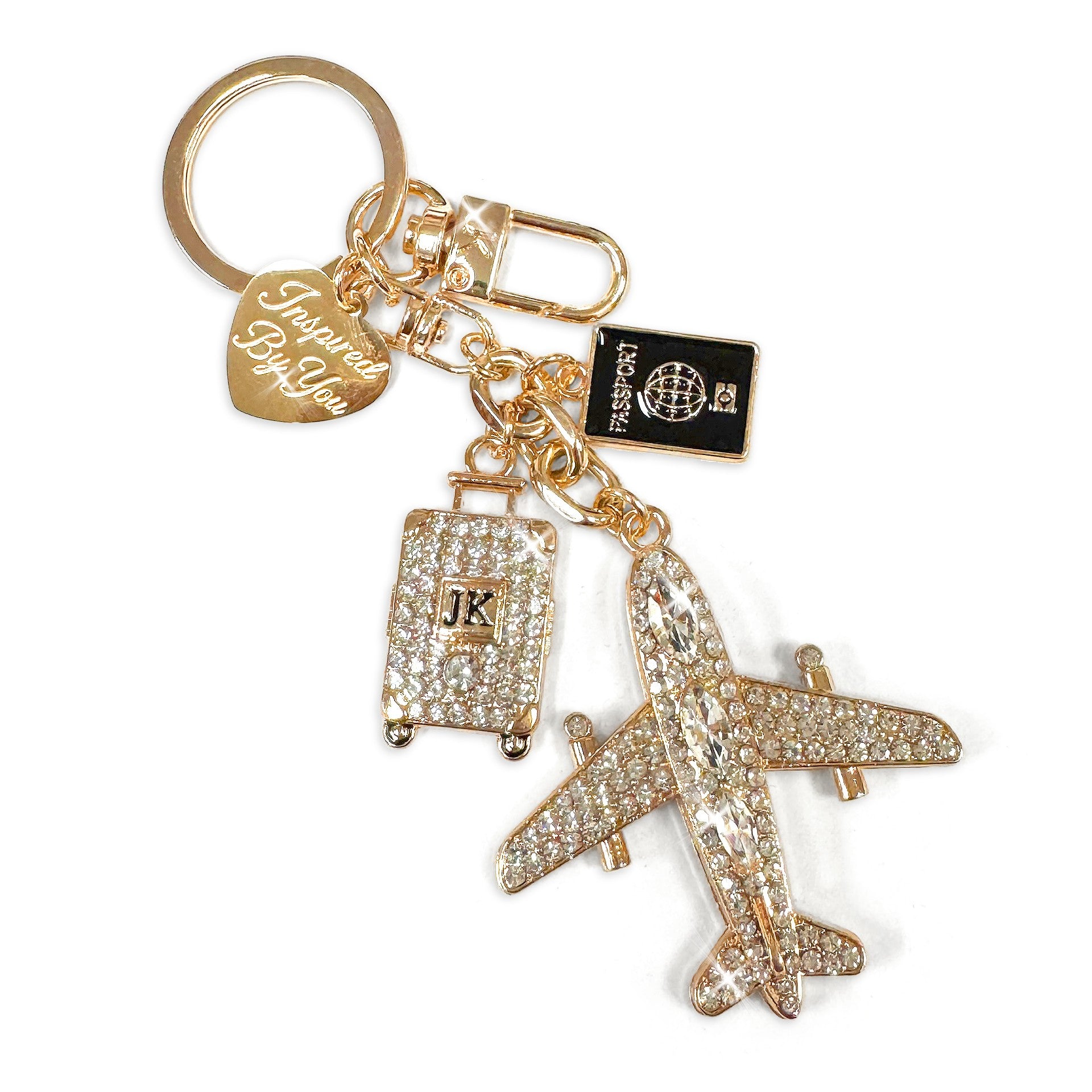 Jacqueline Kent Aeroplane Purse Charm Gold Rhinestone Crystal