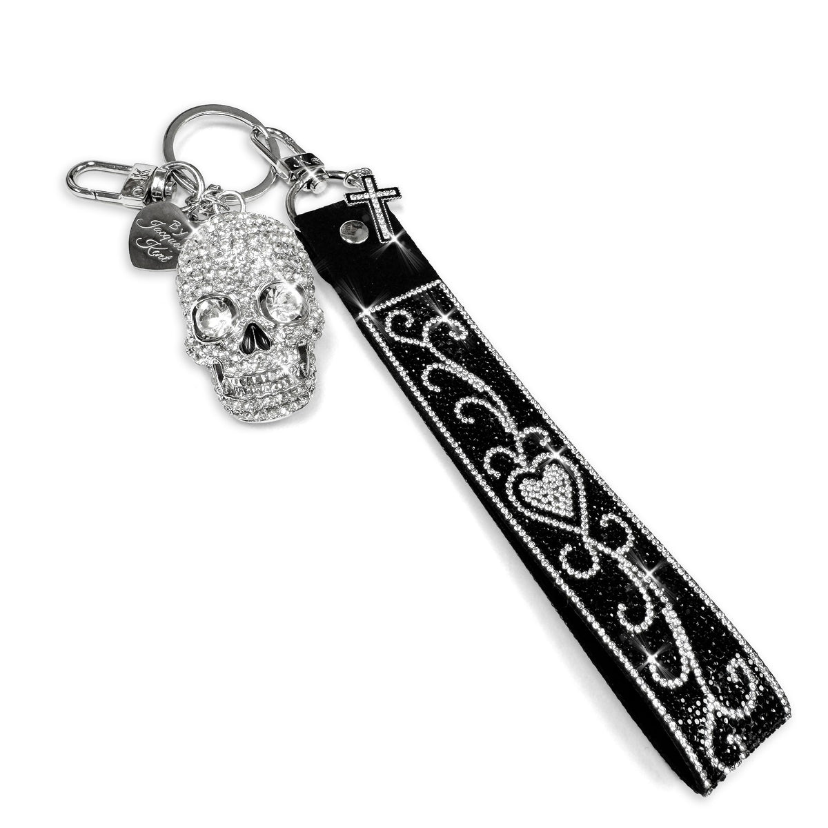 PURSE CHARM LEGACY JEWELED SKULL *INCLUDES LANYARD