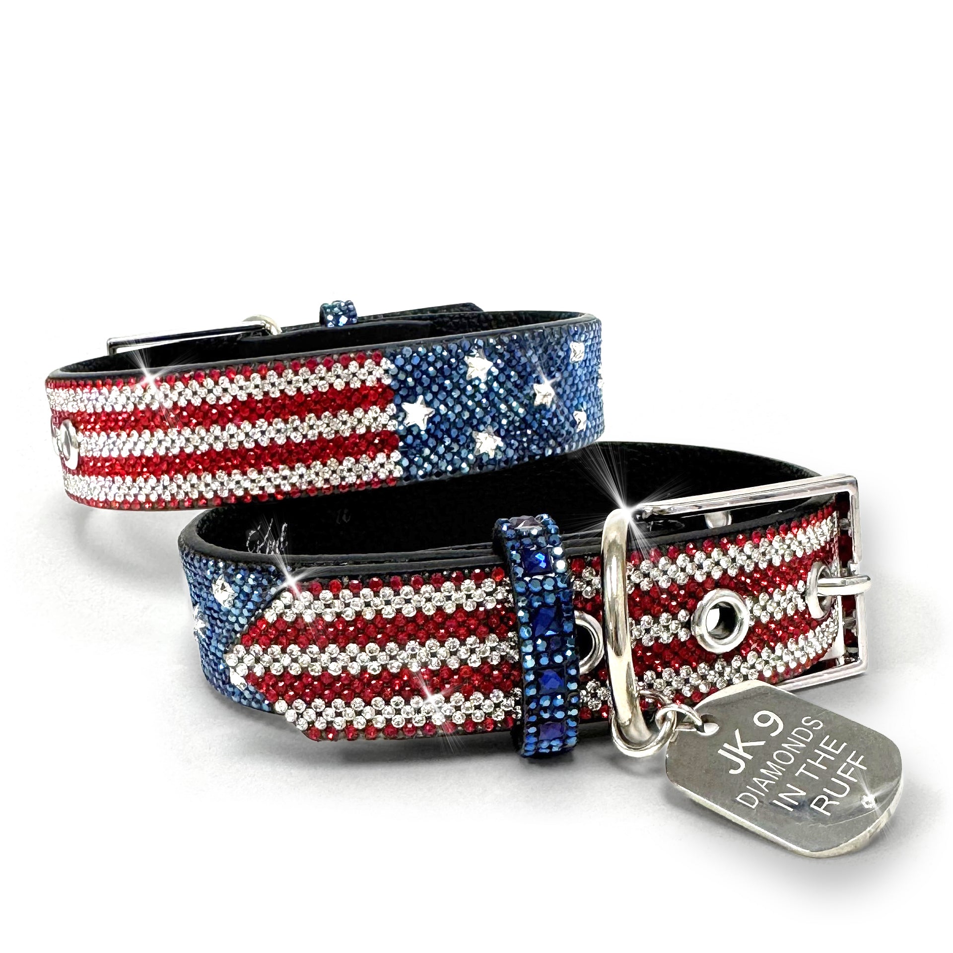 DIAMONDS IN THE RUFF AMERICAN DOG COLLAR MEDIUM