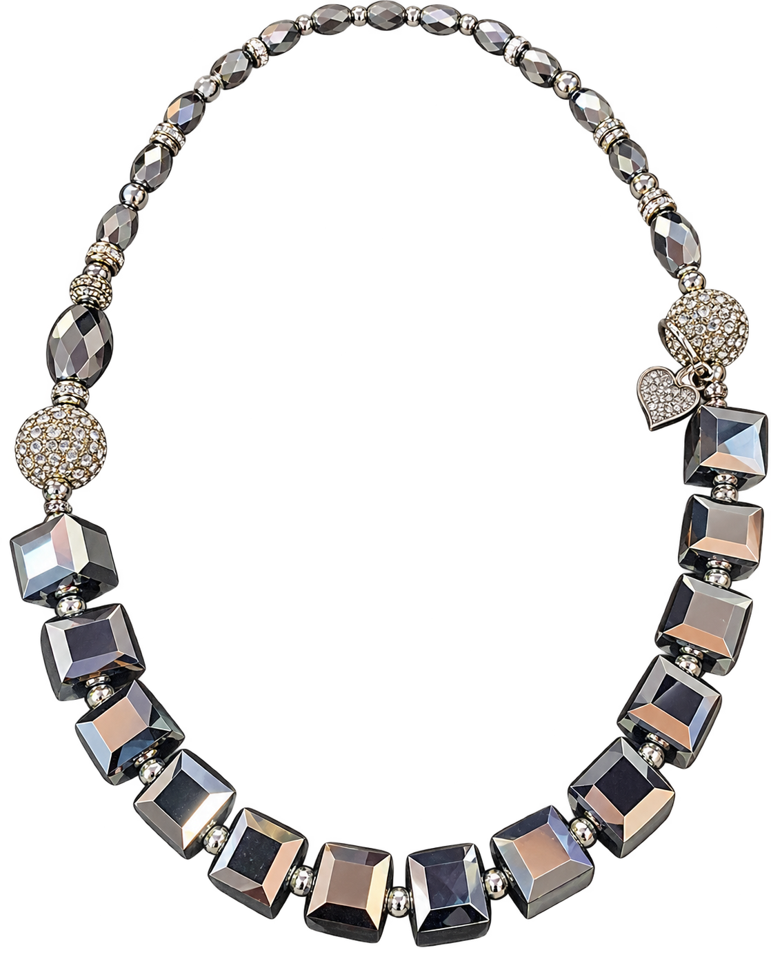 NECKLACE SQUARES 3 IN 1 HEMATITE
