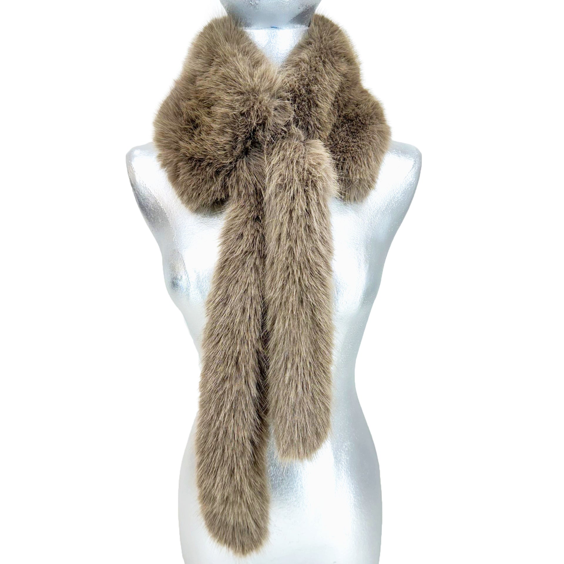 FAUX FUR FANTASY - FUR STOLE BROWN