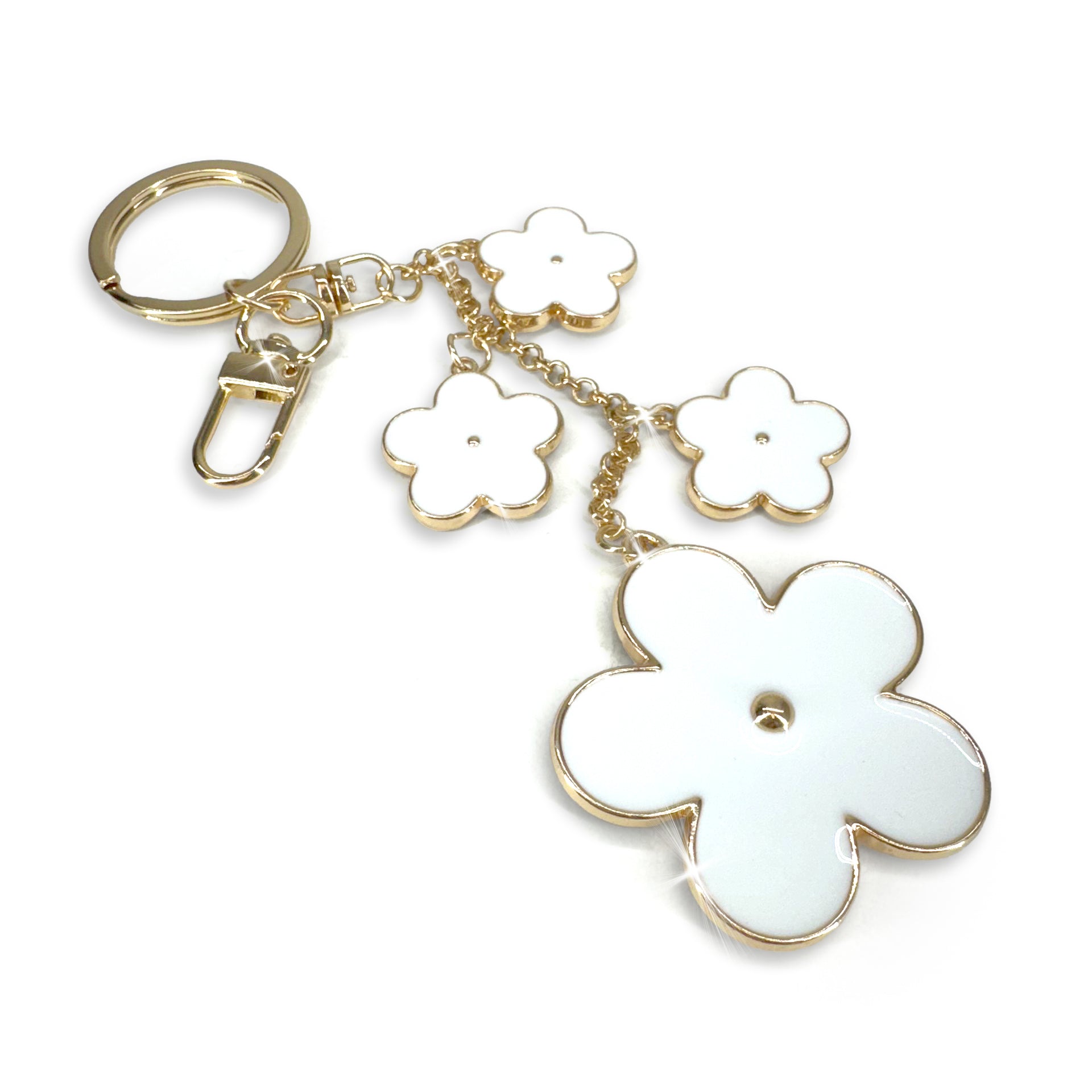 Jacqueline Kent Daisy Chain Keychain – White | Floral Keychains