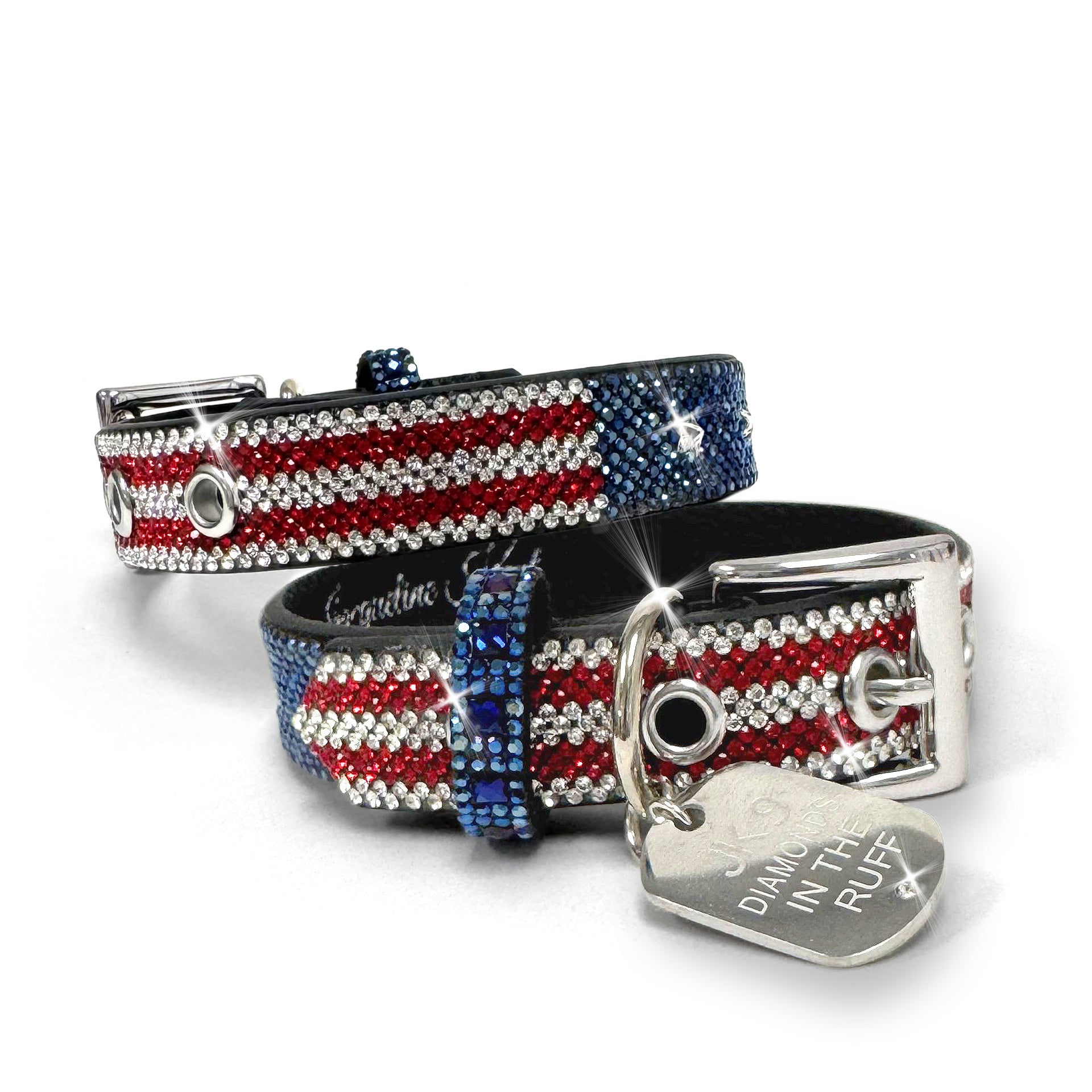DIAMONDS IN THE RUFF AMERICAN DOG COLLAR SMALL