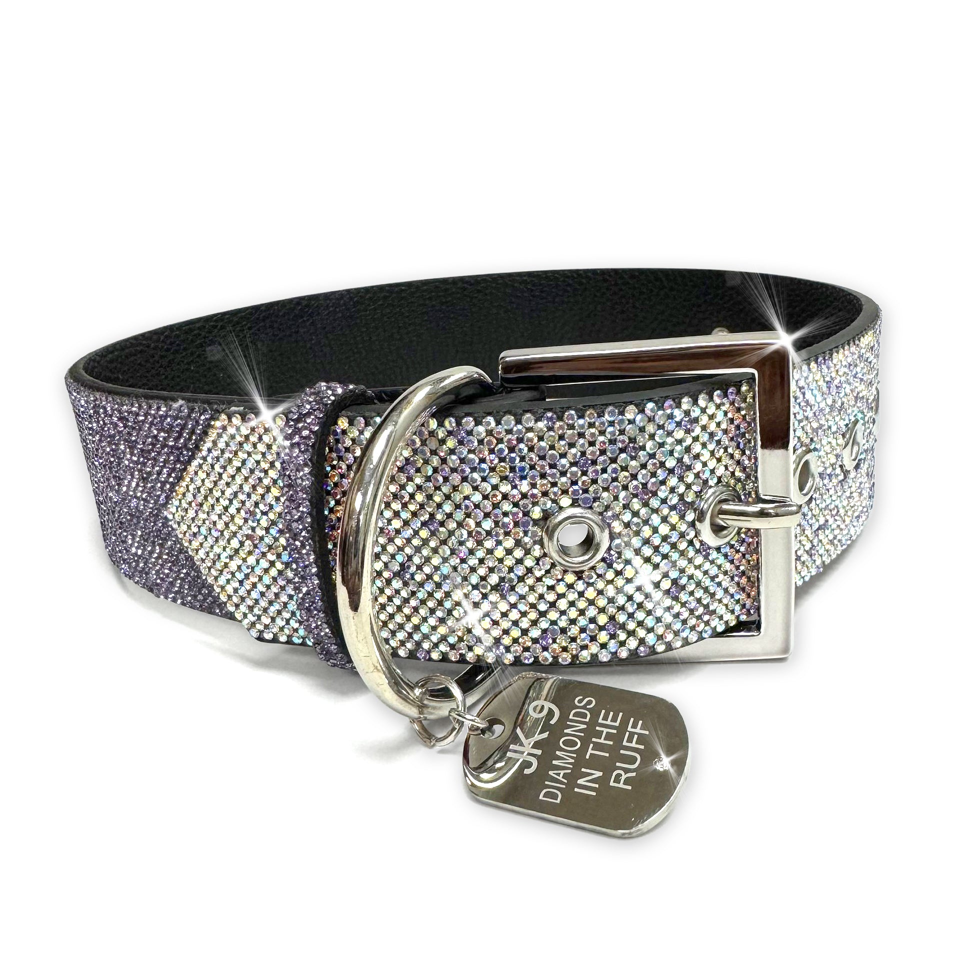 DIAMONDS IN THE RUFF PURPLE OMBRE DOG COLLAR LARGE