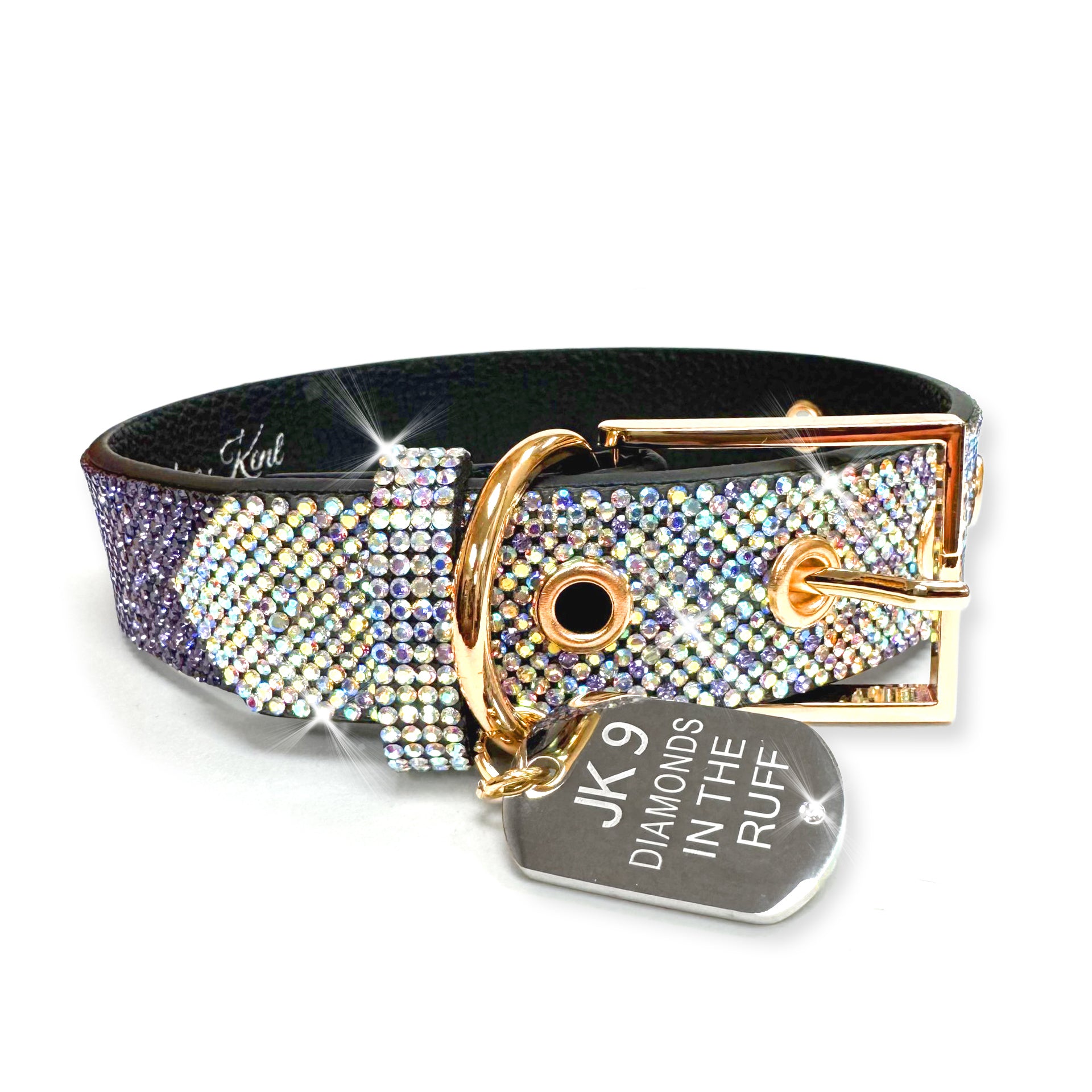 DIAMONDS IN THE RUFF PURPLE OMBRE DOG COLLAR MEDIUM