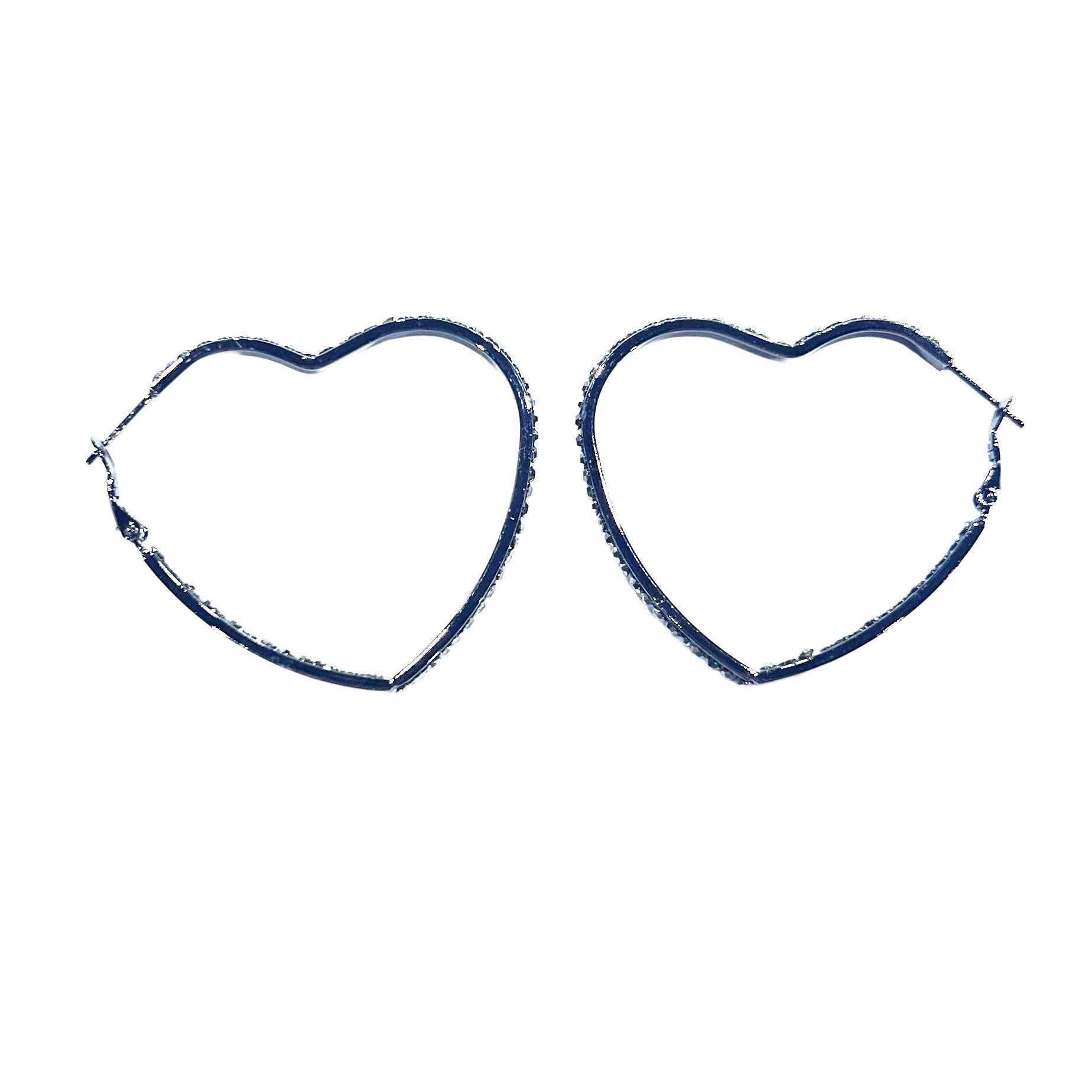 EARRING HEART INSIDE OUT BLACK