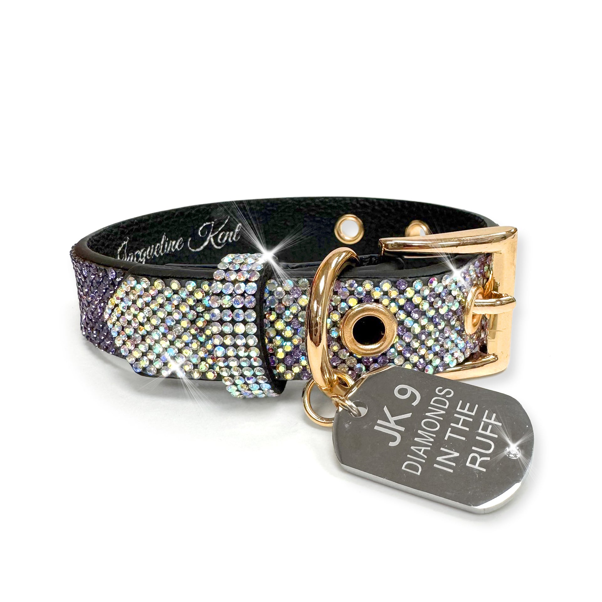 DIAMONDS IN THE RUFF PURPLE OMBRE DOG COLLAR SMALL