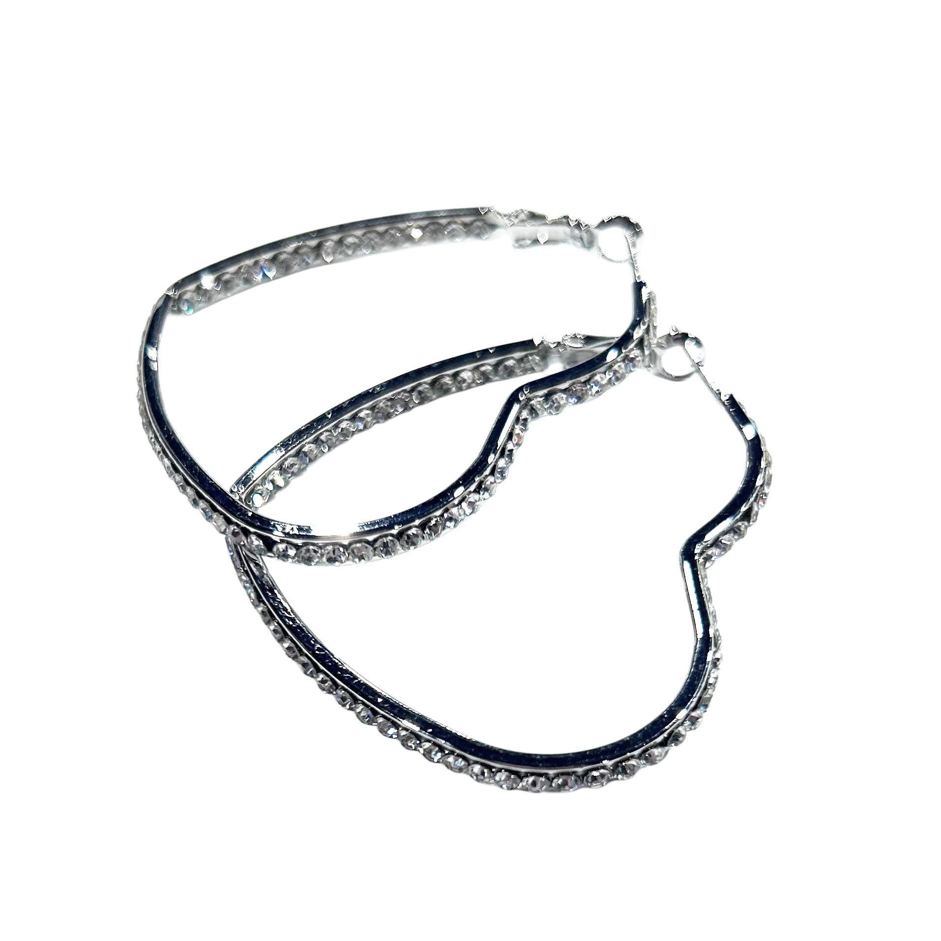 EARRING HEART INSIDE OUT SILVER