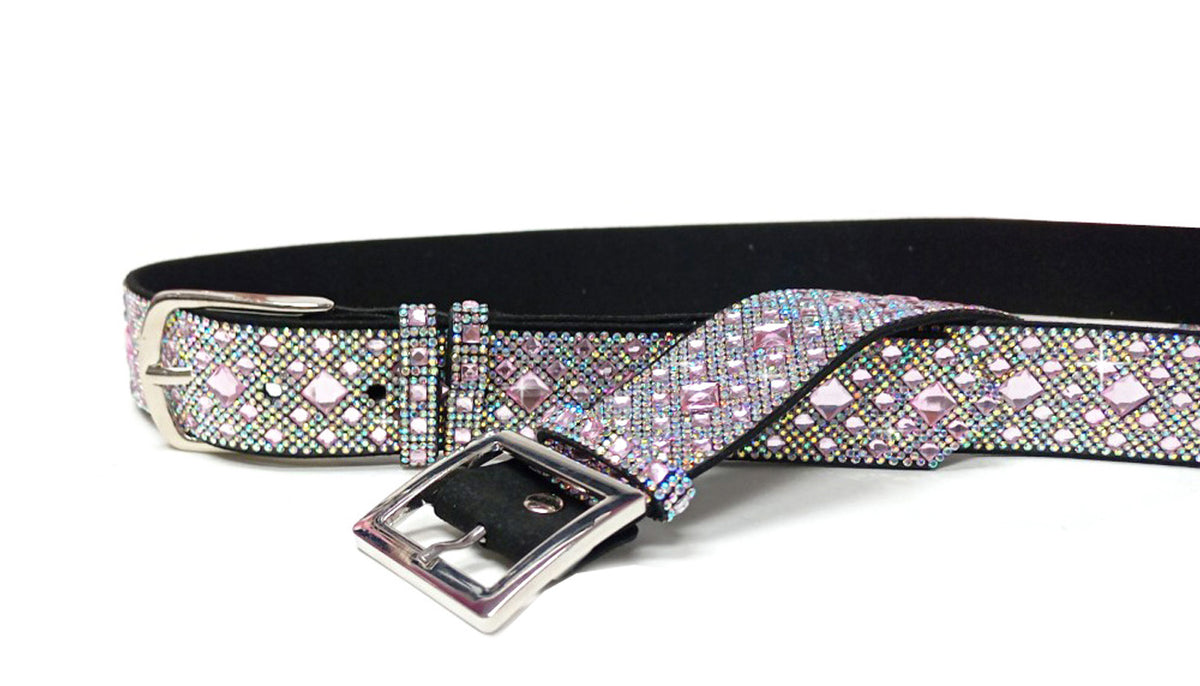 Rhinestone crystal flamingo jeweled belt Western Ladies Rhinestone Belt, Pink Leather, Cut Glass  main image 4