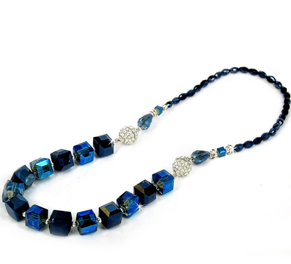 NECKLACE SQUARES 3 IN 1 NAVY BLUE