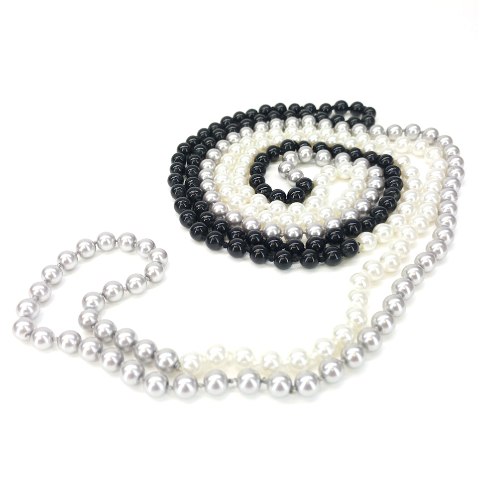 NECKLACE PEARLS BLACK WHITE