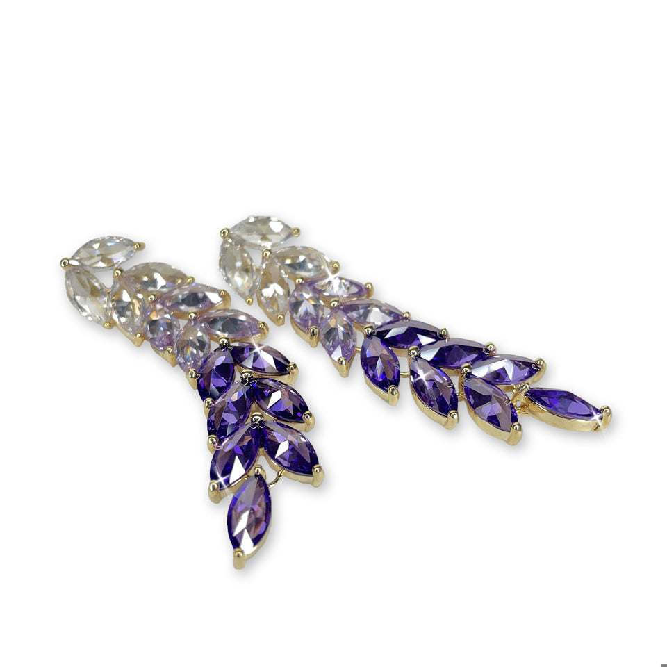 EARRING CLEAR PURPLE CRYSTAL