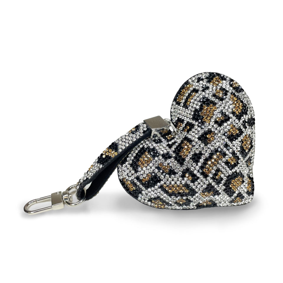 WILD LEOPARD LUX COLLECTION HEART PURSE CHARM SILVER