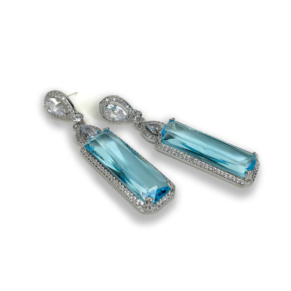 EARRING BLUE RECTANGLE