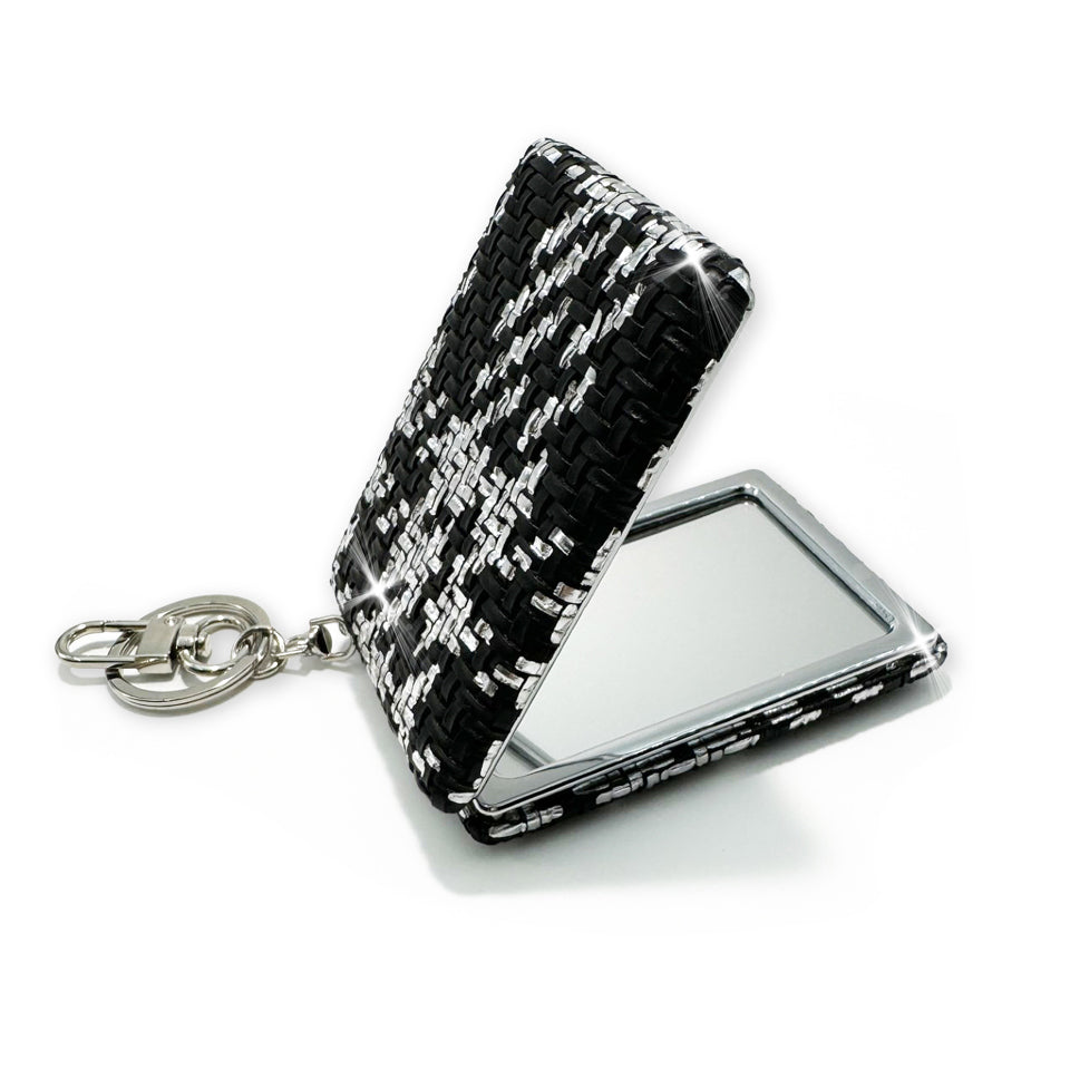 LUX COMPACT MIRROR KEYFOB BLACK SILVER