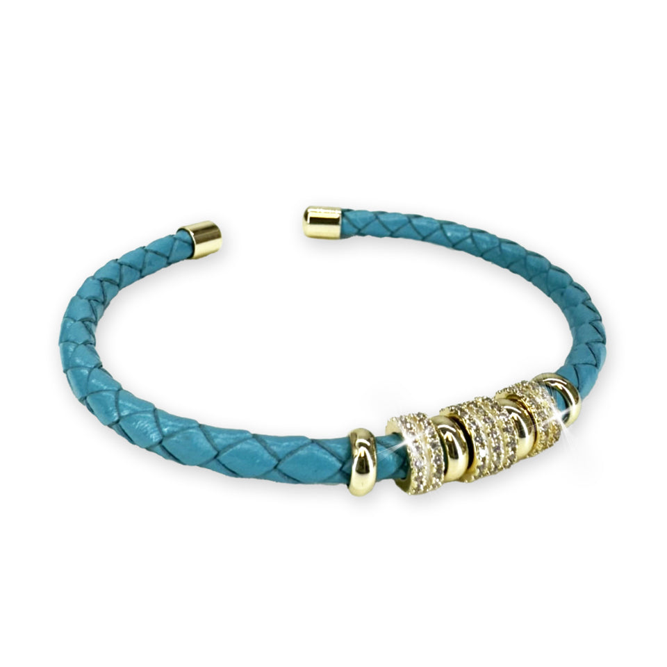 BRACELET BRAIDED FLEX BEAD BLUE