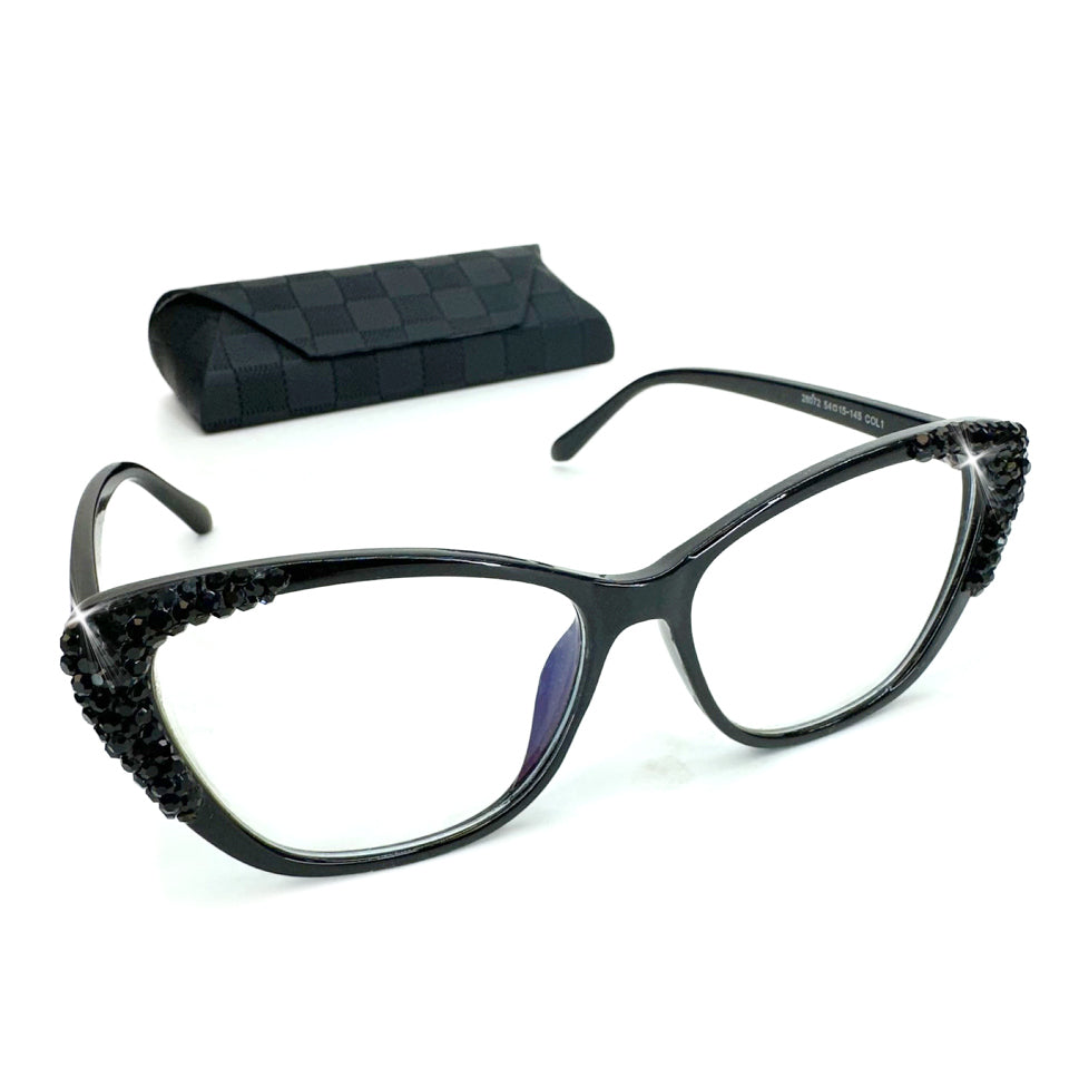 GLASSES CRYSTAL WING TIP BLACK 250