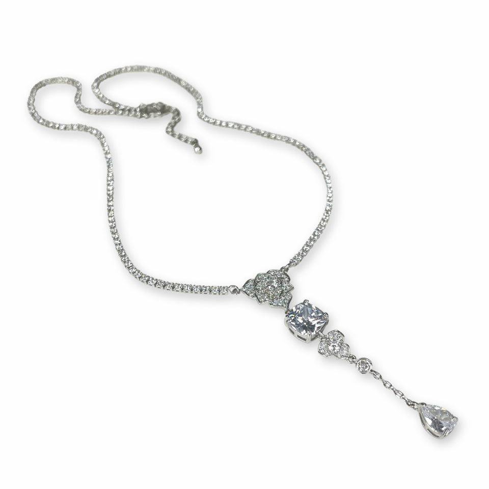 NECKLACE CRYSTAL SILVER