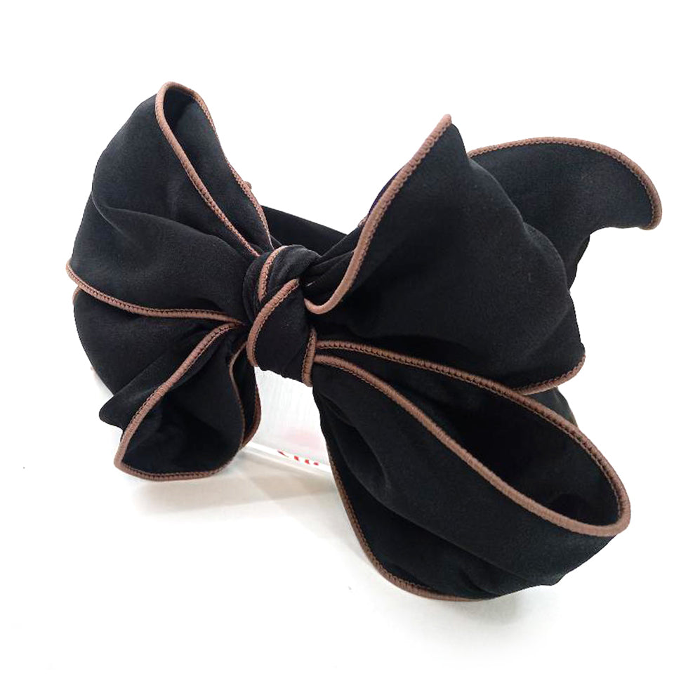 HAIRBAND PIPING BOW BLACK