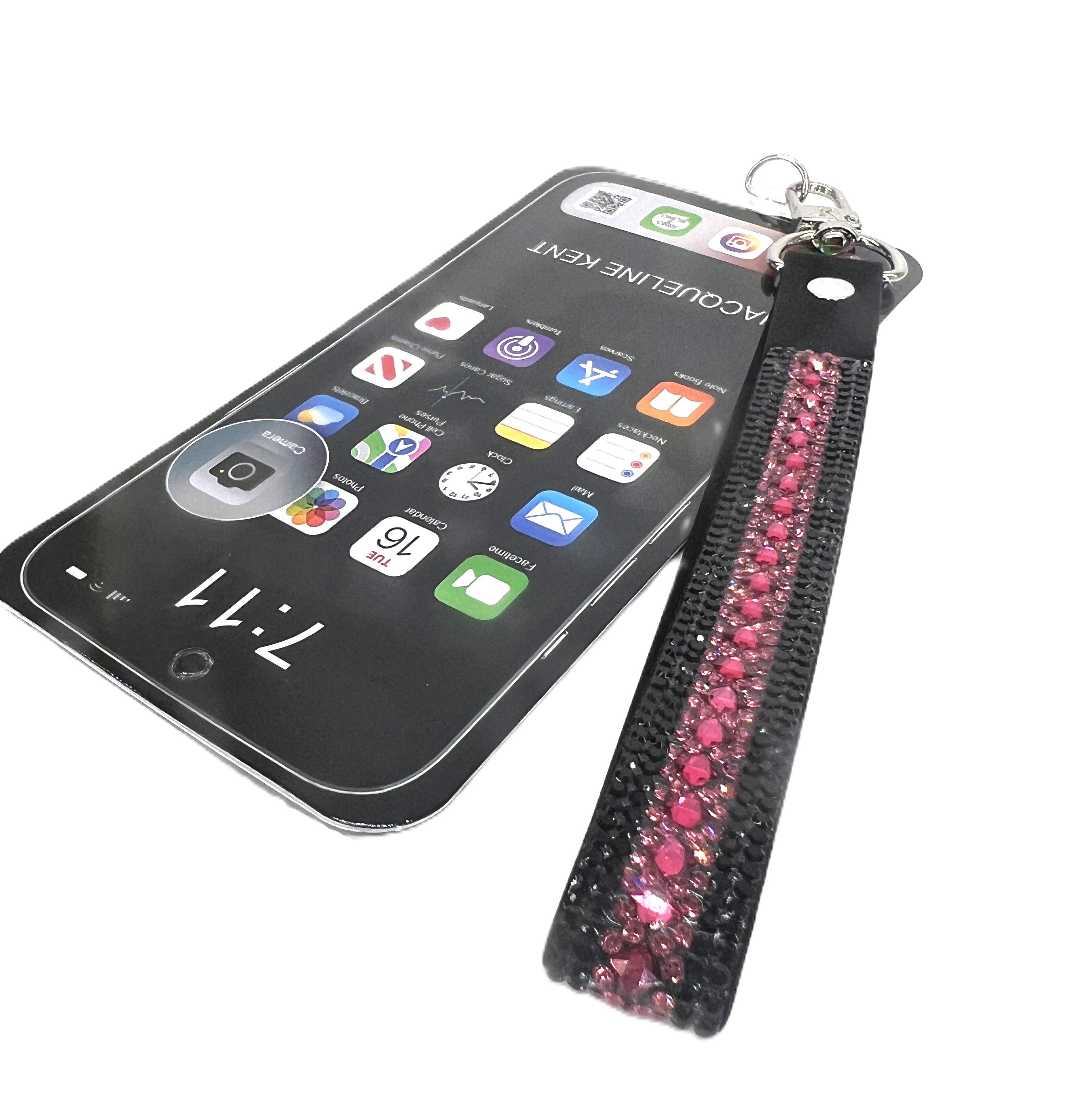 REBEL ROSE COLLECTION PHONE WRIST LANYARD PINK BLACK