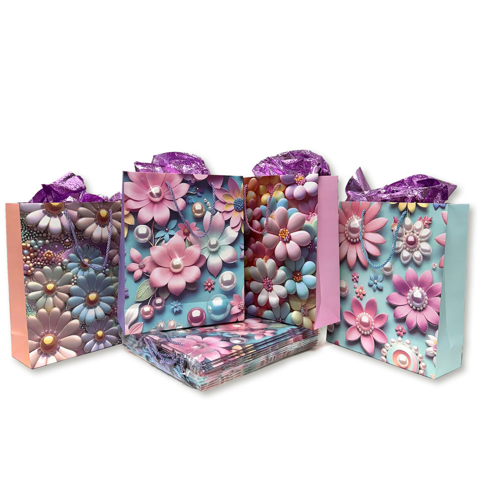 PASTEL FLOWER POWER BAGS (12 PACK)