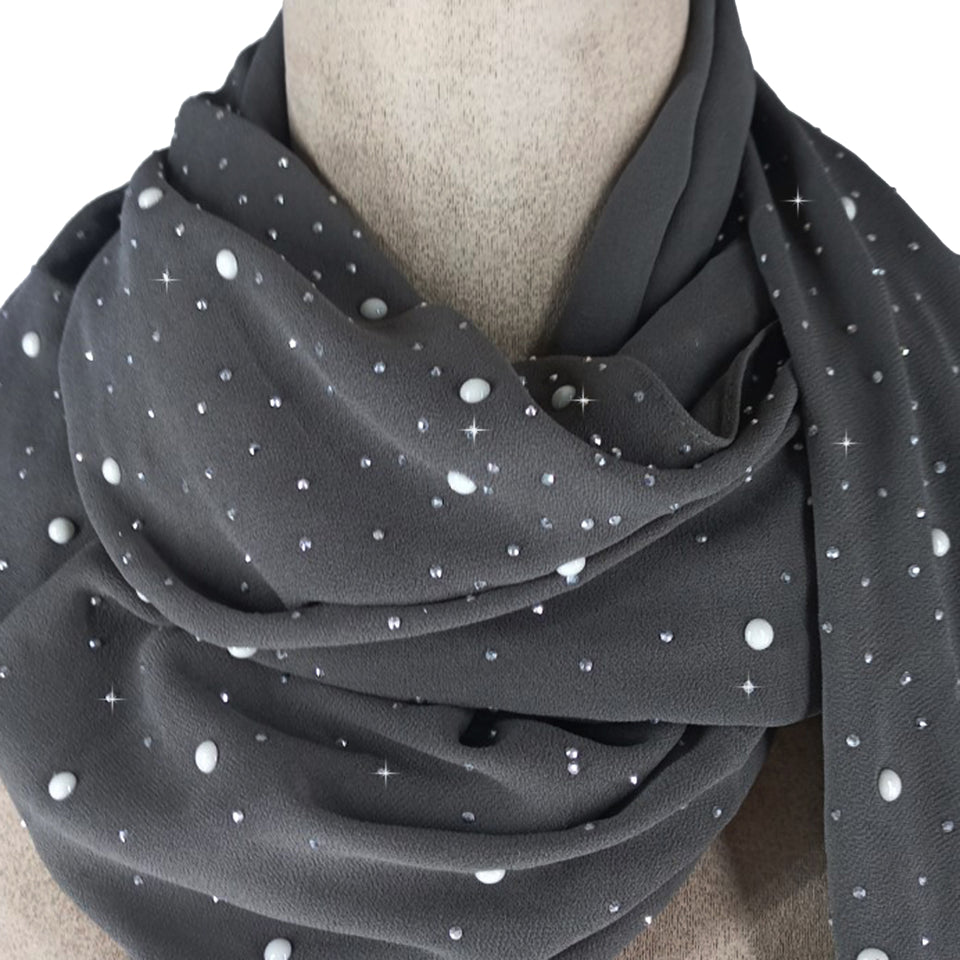 SCARF EMBELISHED GREY