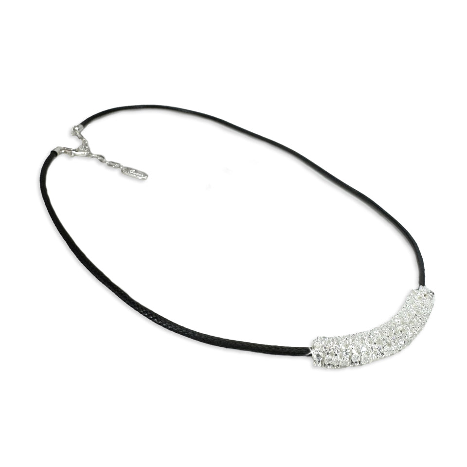 NECKLACE PAVE PERFECTION SILVER BLACK