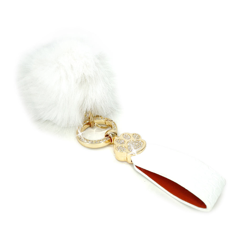 FAUX FUR FANTASY - PENDANT KEYCHAIN WHITE